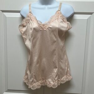 Vintage Hanna camisole, lace trim, peach L